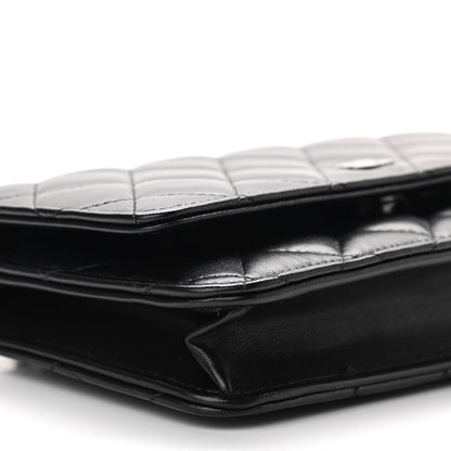 Chanel Lambskin Quilted Wallet On Chain WOC So Black 10 of 11