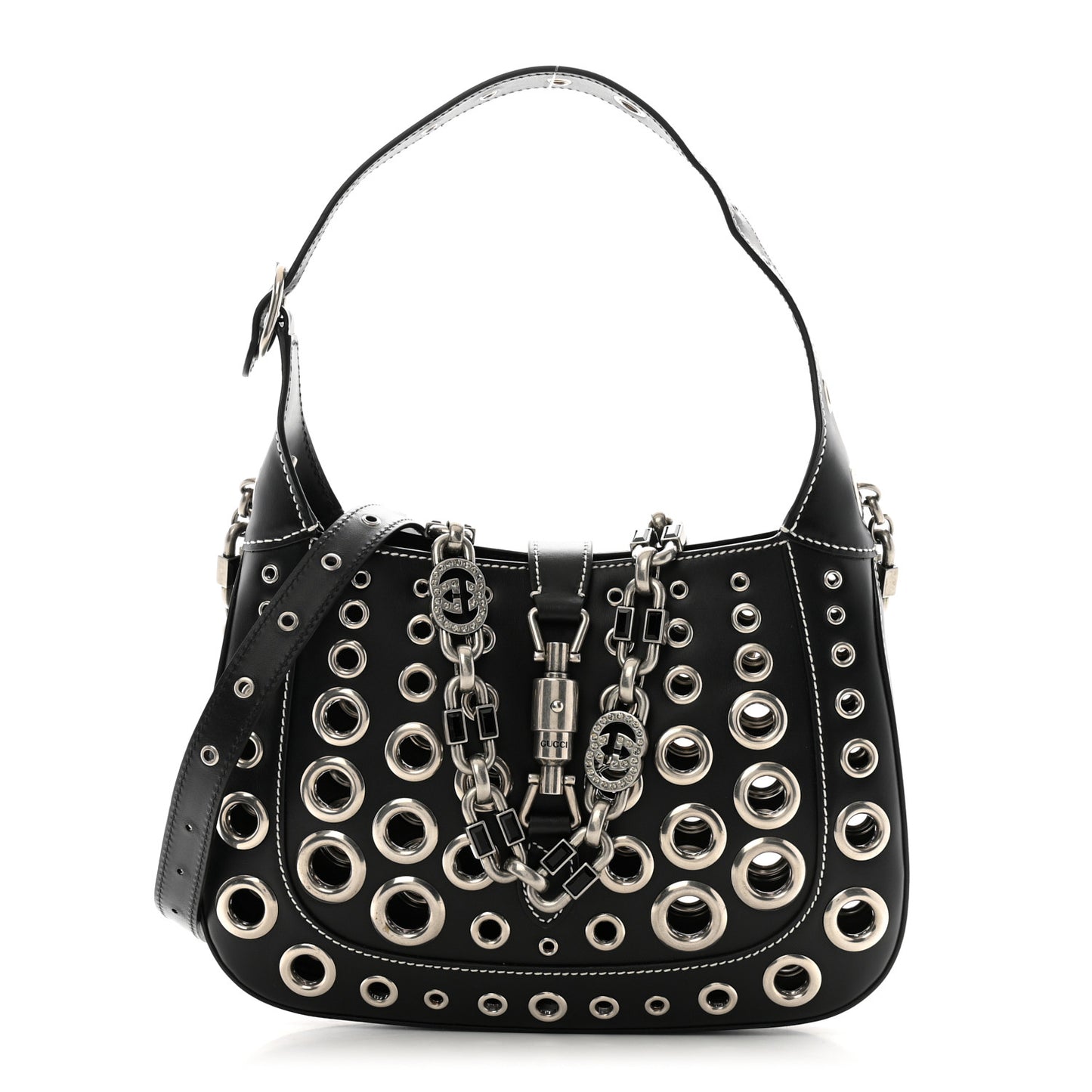 Calfskin Ha Ha Ha Jackie 1961 Eyelet Hobo Black