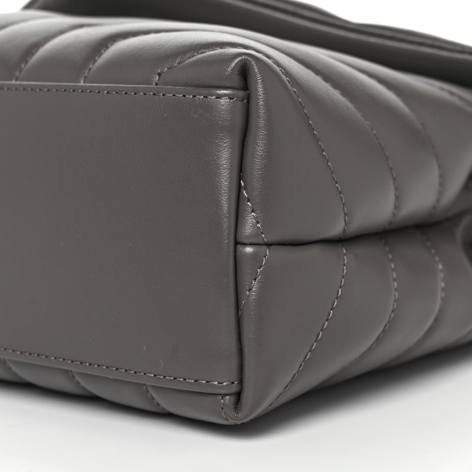 Saint Laurent Calfskin Y Quilted Monogram Small Loulou Chain Satchel Grey Khaki 5 of 8
