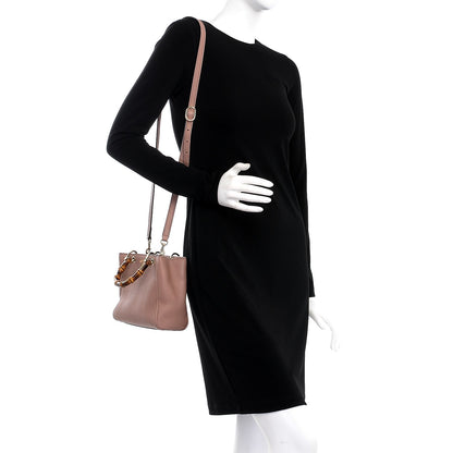 Gucci Cellarius Calfskin Mini Bamboo Shopper Tote Dark Cipria 4 of 25