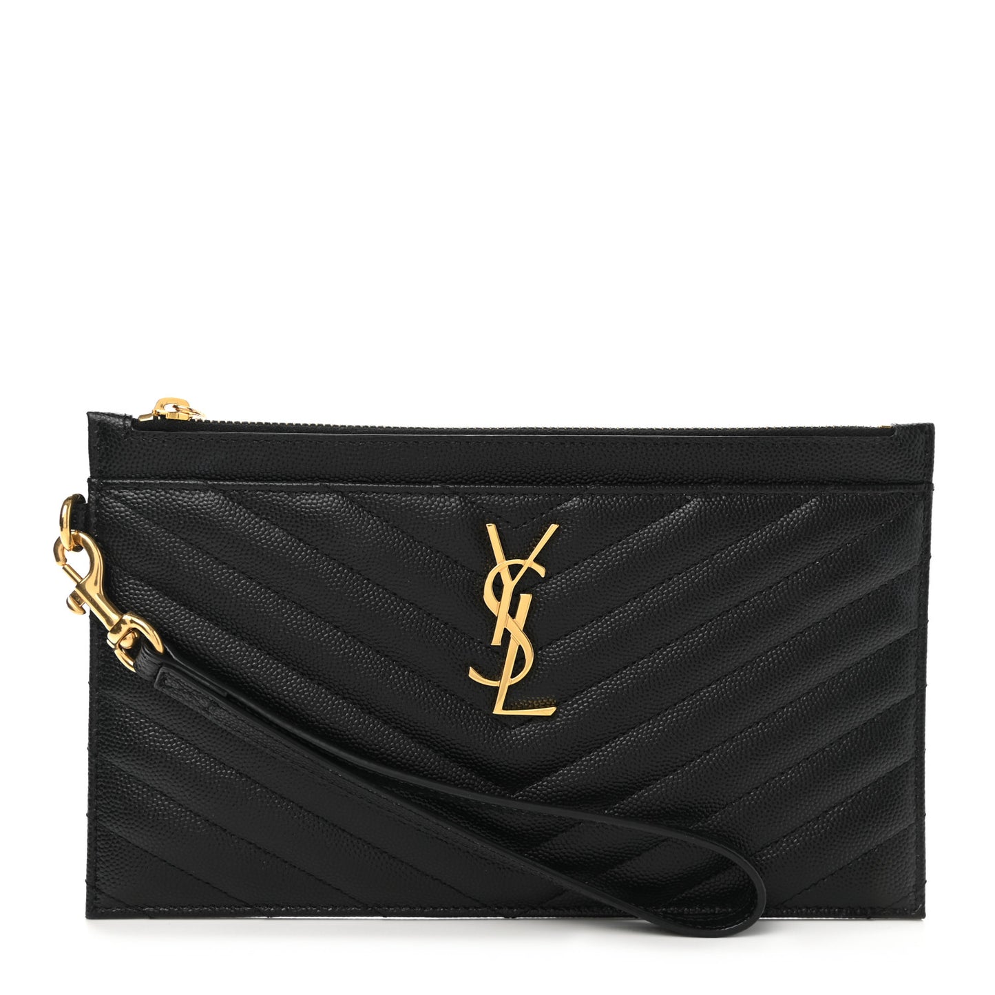Grain De Poudre Chevron Monogram Large Bill Pouch Black