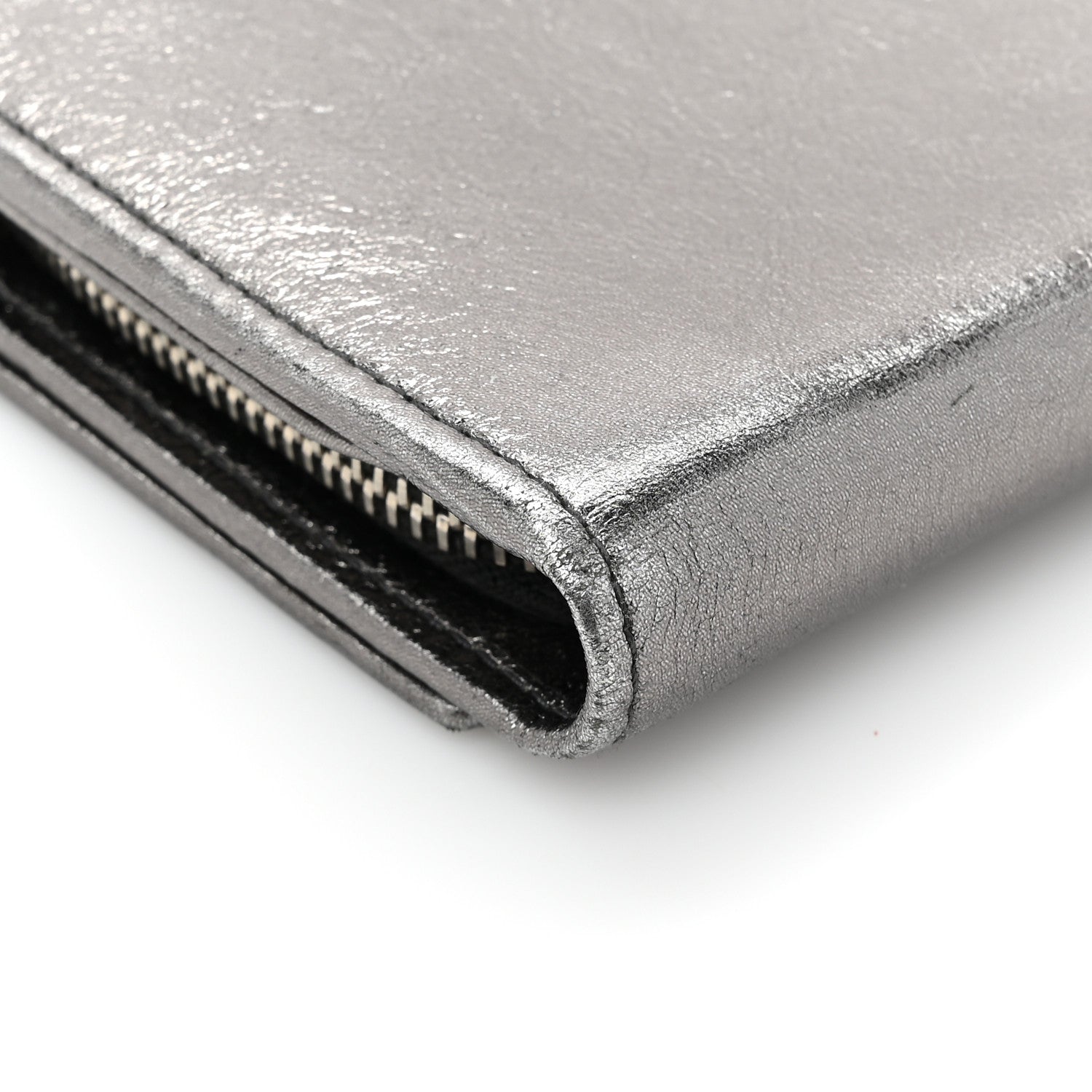 Saint Laurent Metallic Calfskin Monogram Belle De Jour Clutch Silver 16 of 16