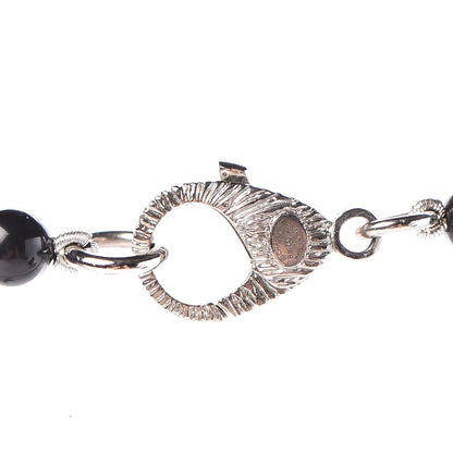 Chanel Baguette Crystal Beaded CC Long Necklace Black Silver 5 of 6