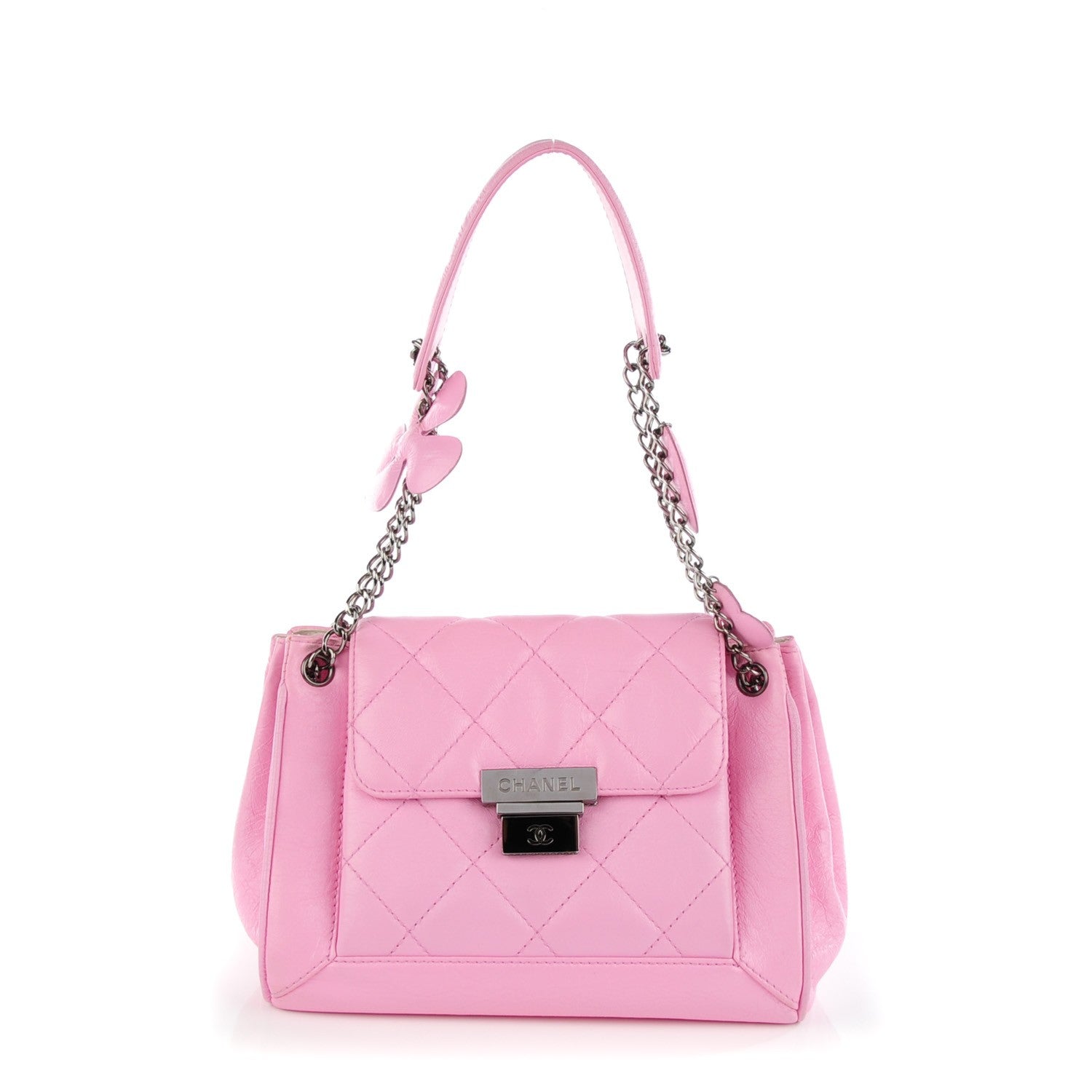 Chanel Glazed Calfskin Quilted Lucky Charms Accordion Flap Pink 1 of 9