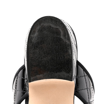 Chanel Distressed Patent Quilted Chain Mule Sandals 36 Black 12 of 13