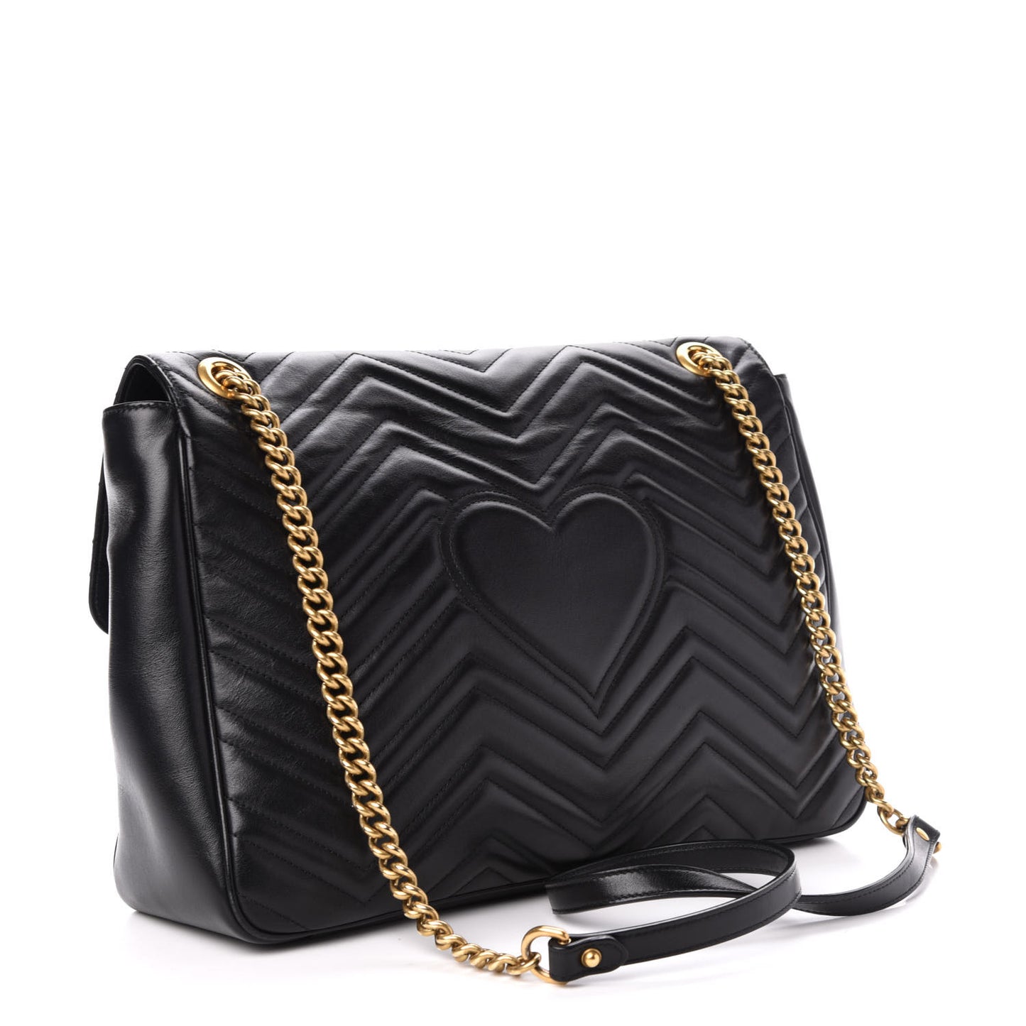 Calfskin Matelasse Large GG Marmont Shoulder Bag Black