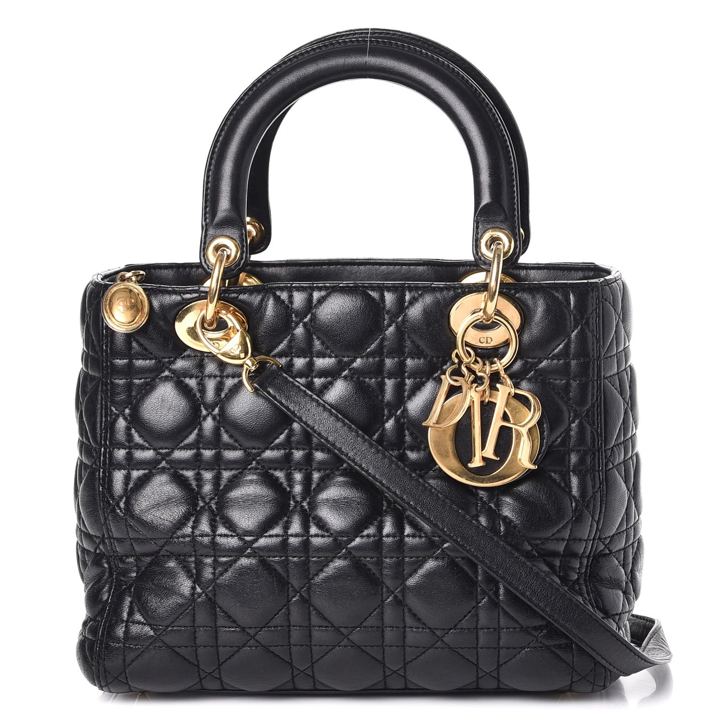Lambskin Cannage Medium Lady Dior Black