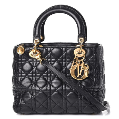 Christian Dior Lambskin Cannage Medium Lady Dior Black 1 of 9