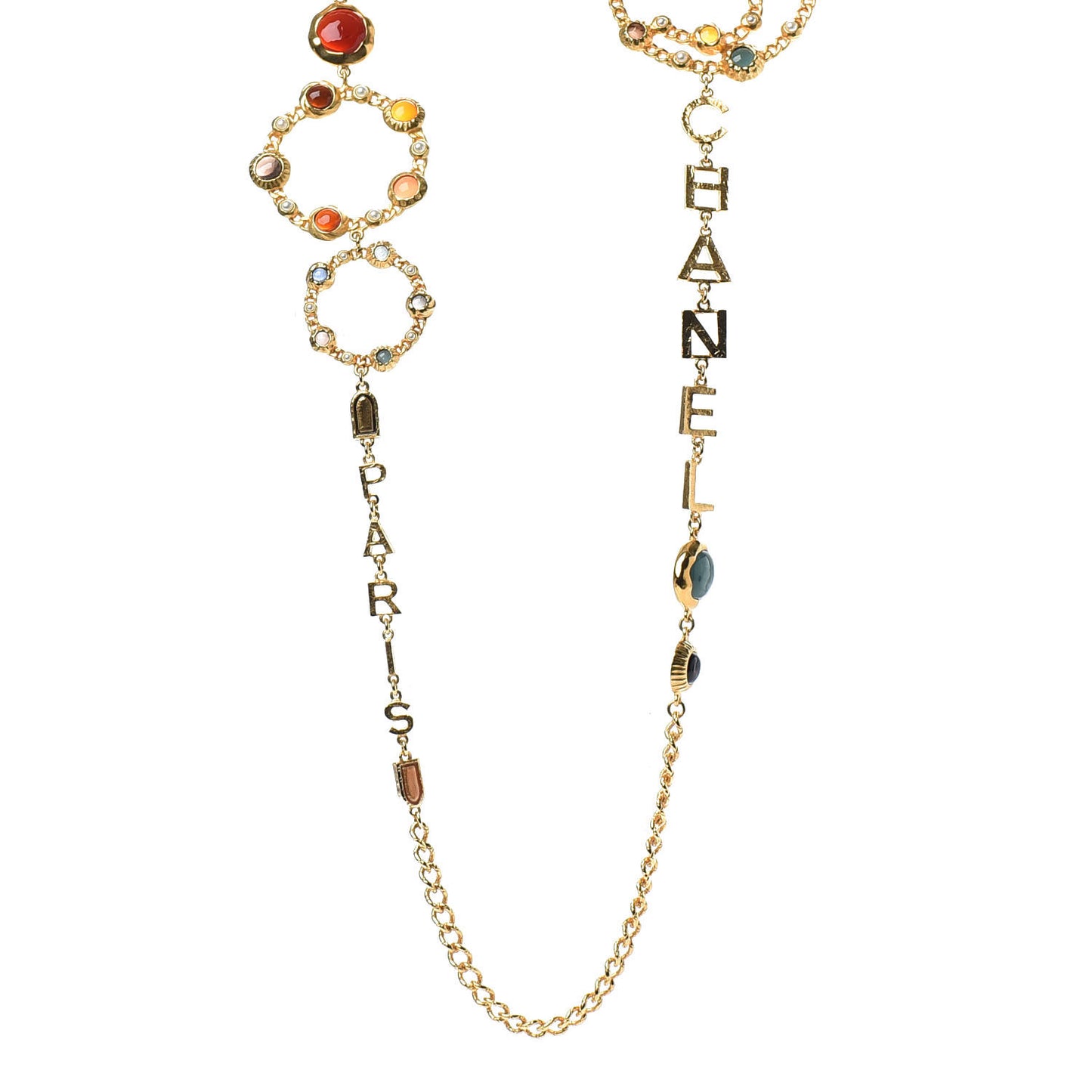 Pearl Gripoix Crystal No 5 Medallion Necklace Gold