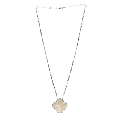 Van Cleef & Arpels 18K White Gold Mother of Pearl Magic Alhambra Pendant Necklace 3 of 7