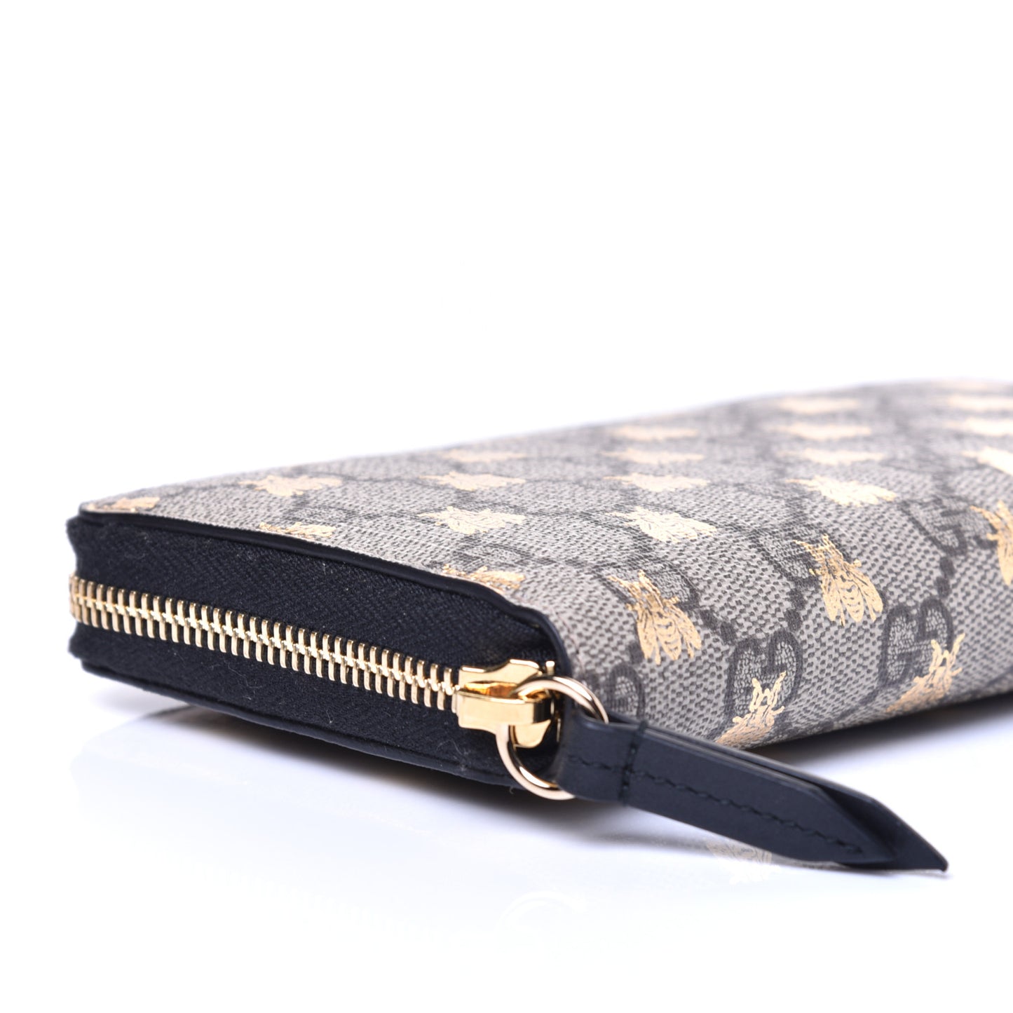 GG Supreme Monogram Bees Zip Around Wallet