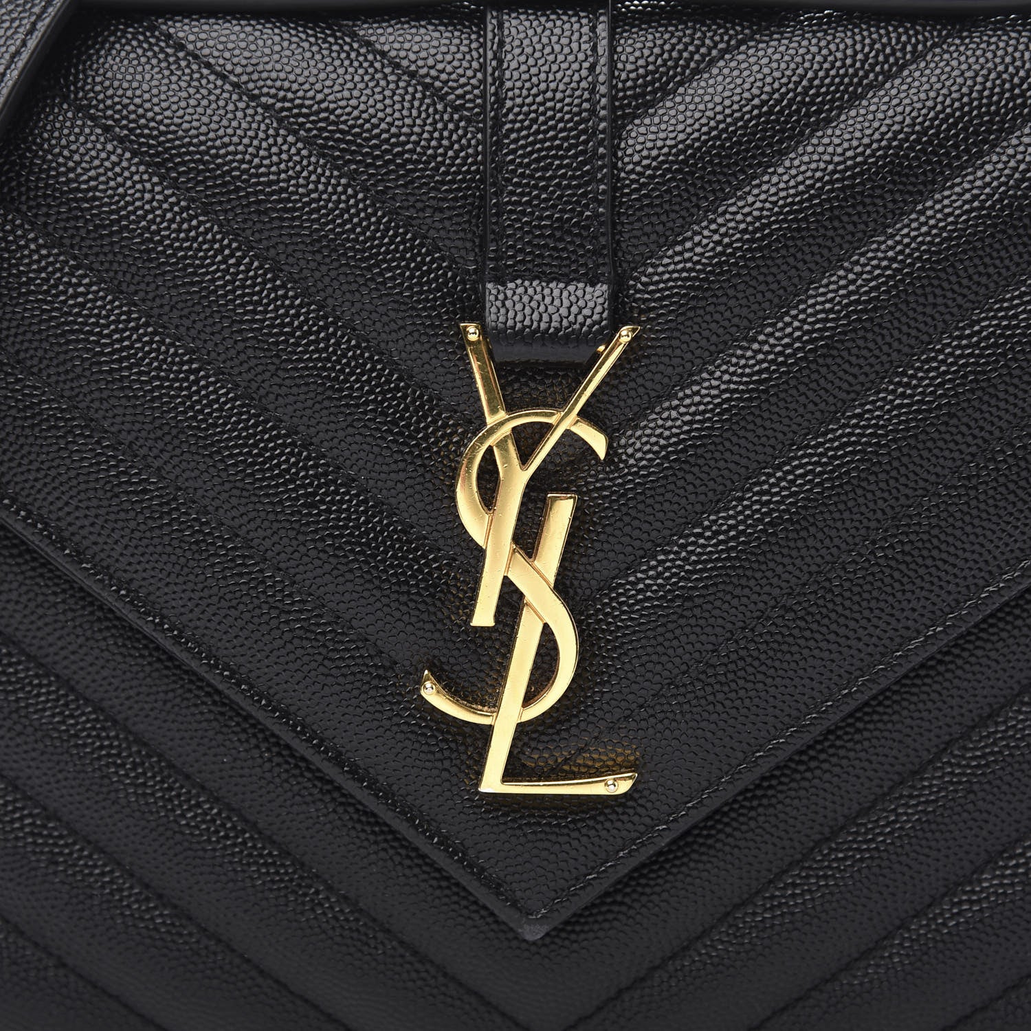 Saint Laurent Grain De Poudre Matelasse Chevron Medium Monogram Satchel Black 9 of 9