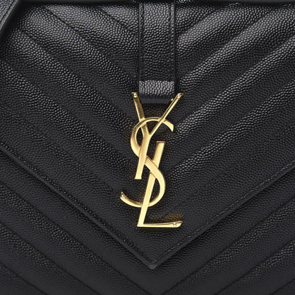 Saint Laurent Grain De Poudre Matelasse Chevron Medium Monogram Satchel Black 9 of 9