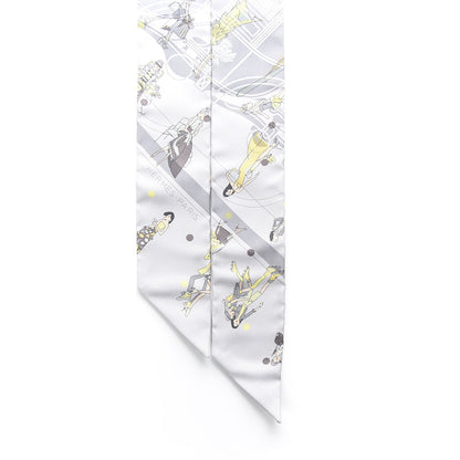 Hermes Silk Ex-Libris Les Parisie Twilly Gris Perle Jaune Soufre 3 of 4