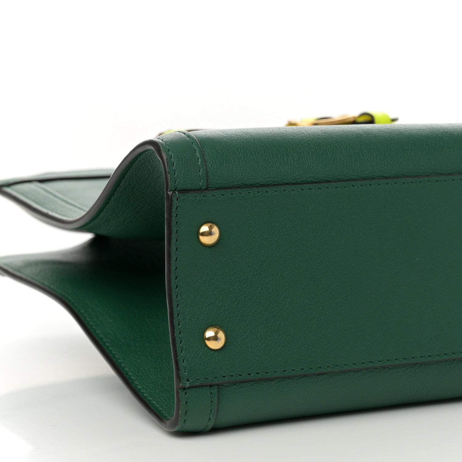 Gucci Wonka Grain Calfskin Small Diana Tote Bag Green Yellow Fluo 10 of 16