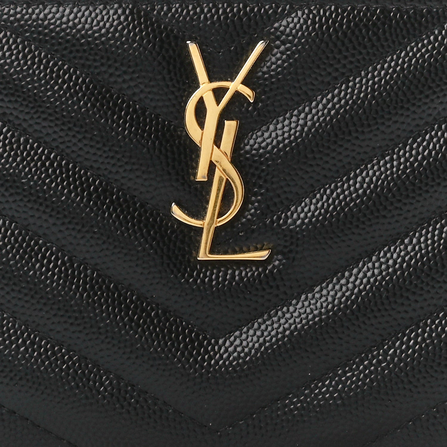 Saint Laurent Grain De Poudre Chevron Monogram Bill Pouch Black 8 of 12