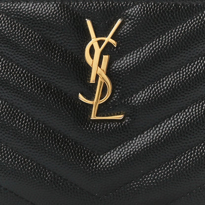 Saint Laurent Grain De Poudre Chevron Monogram Bill Pouch Black 8 of 12