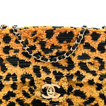 Chanel Sequin Mixed Fibers Leopard Print Mini Rectangular Flap Black Orange 8 of 11