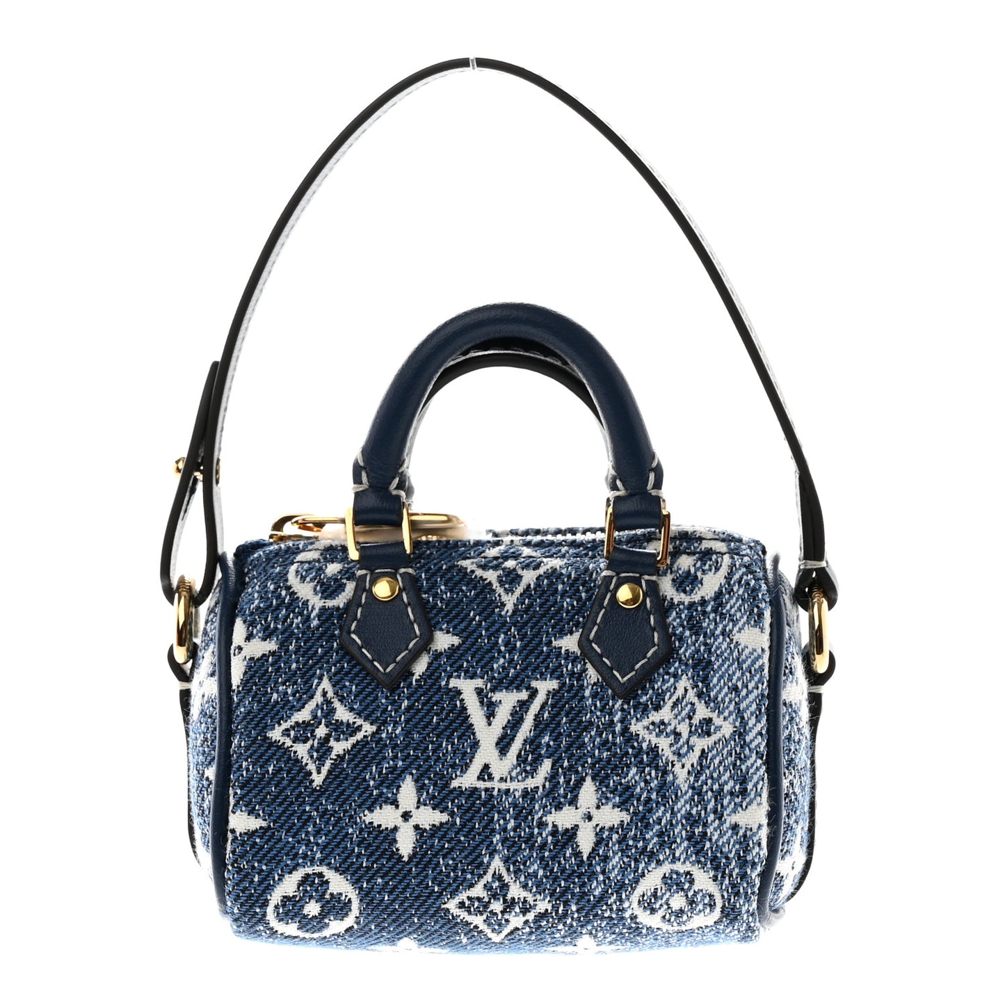 Denim Monogram Jacquard Micro Speedy Bag Charm Bleu