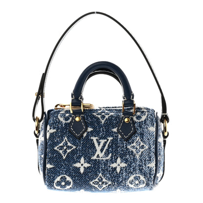 Louis Vuitton Denim Monogram Jacquard Micro Speedy Bag Charm Bleu 1 of 7