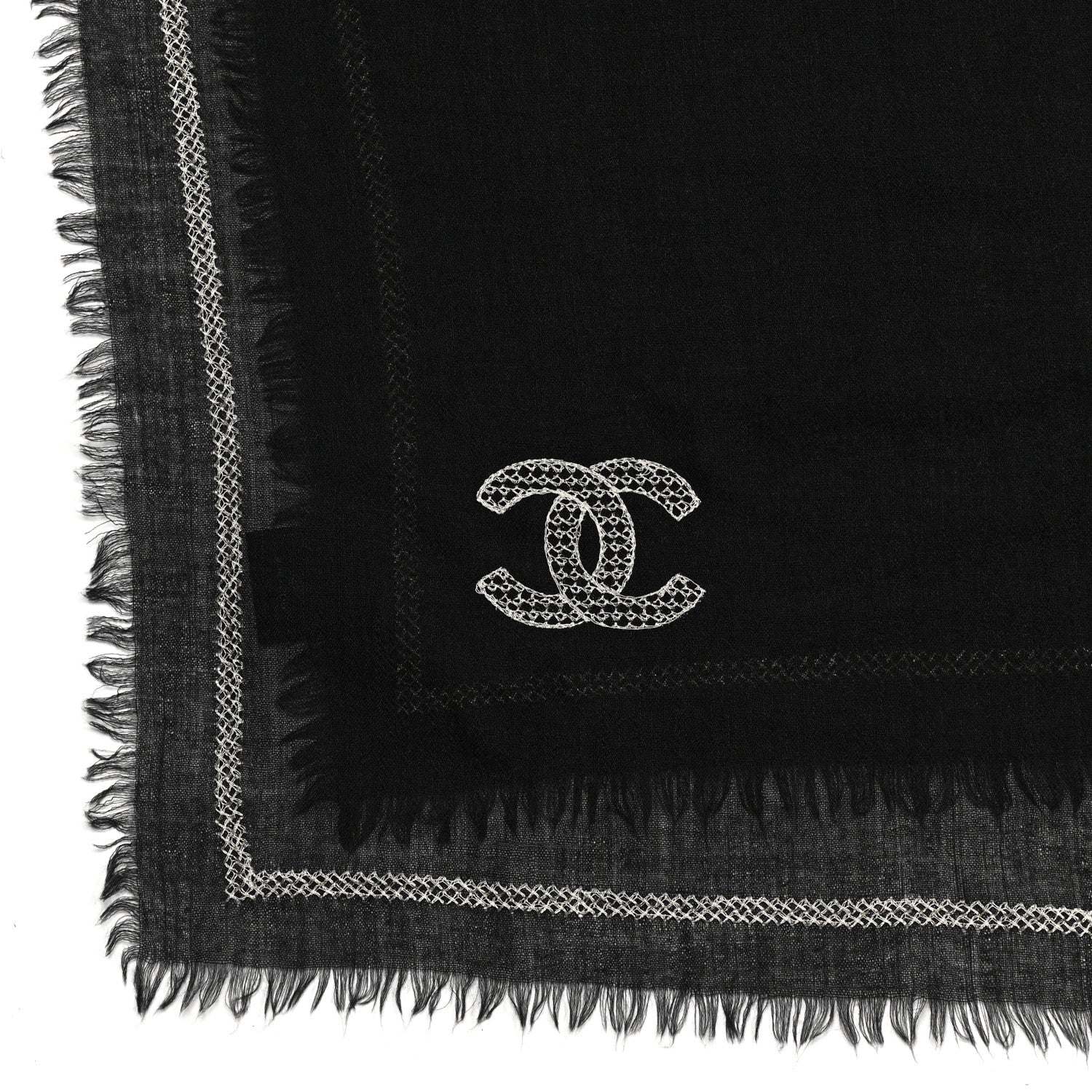 Chanel Cashmere CC Scarf Black 5 of 7