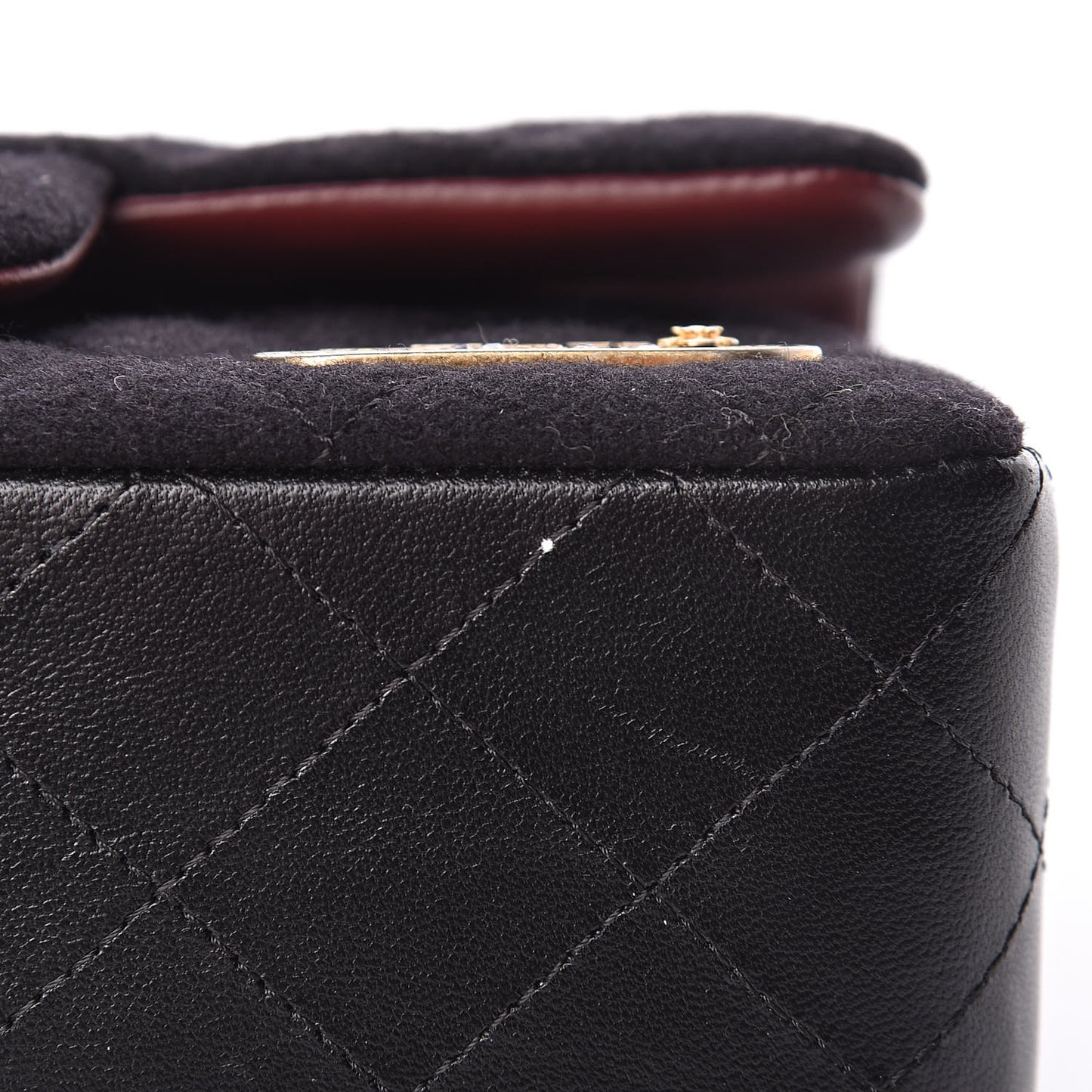 Felt Quilted Paris-Hamburg Charms Mini Rectangular Flap Black