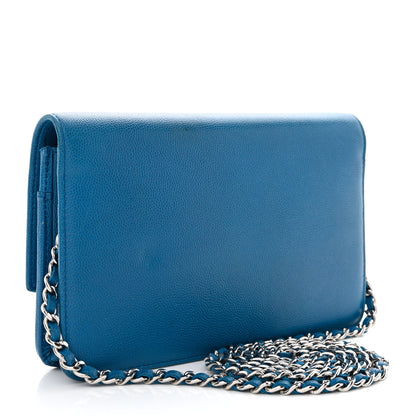 Chanel Caviar Sevruga Wallet on Chain WOC Blue 3 of 13