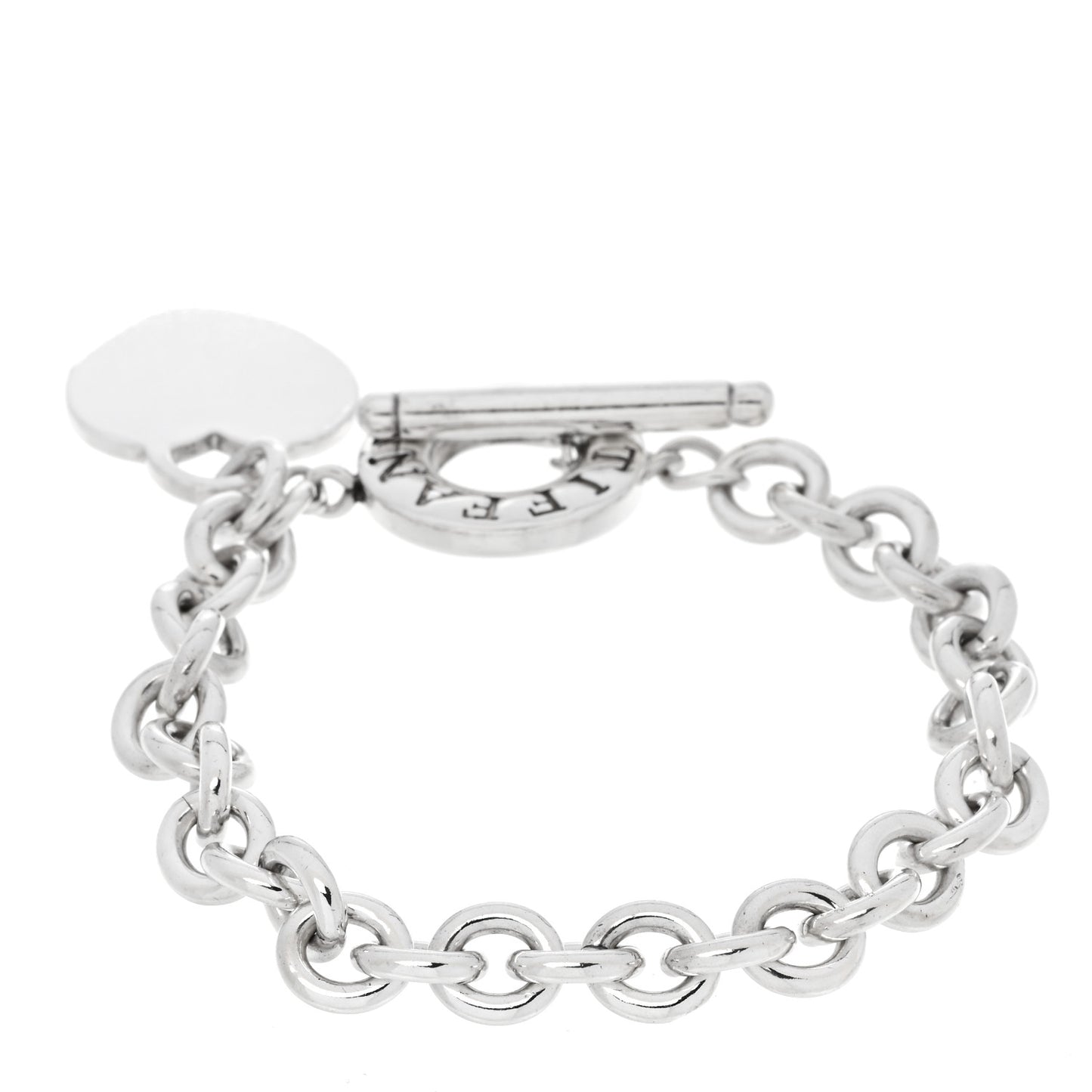 Sterling Silver Heart Tag Toggle Bracelet