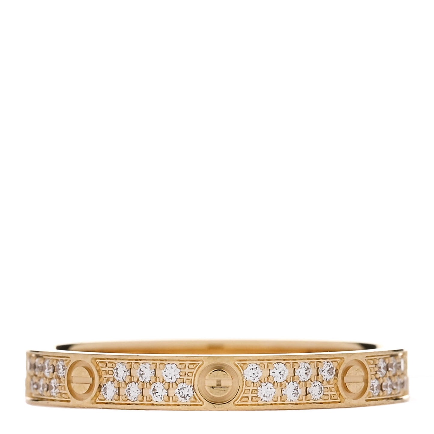 18K Yellow Gold Diamond 2.6mm LOVE Paved Band Ring 50 5.25