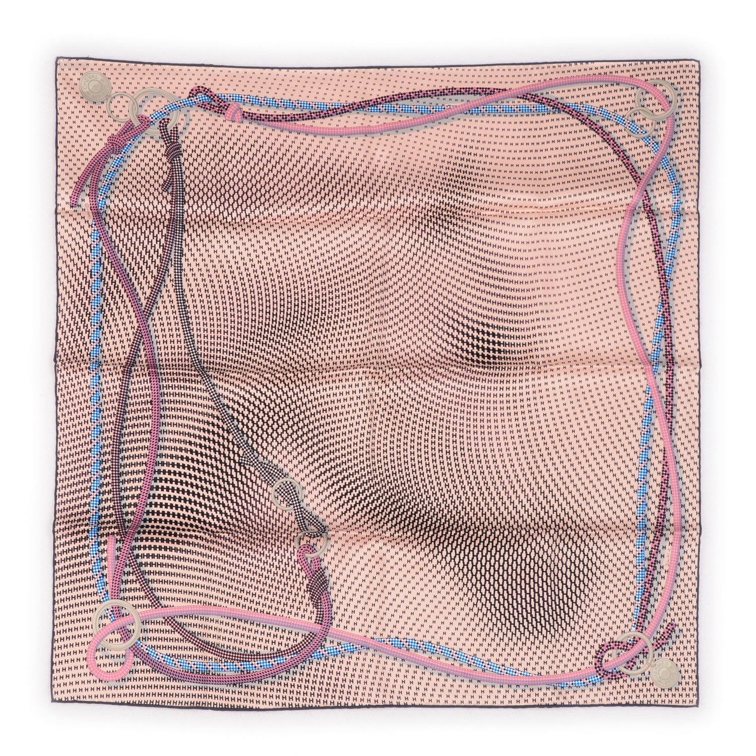 Hermes Silk Cheval Mirage Scarf 70 Rose Poudre Noir Gris 131201