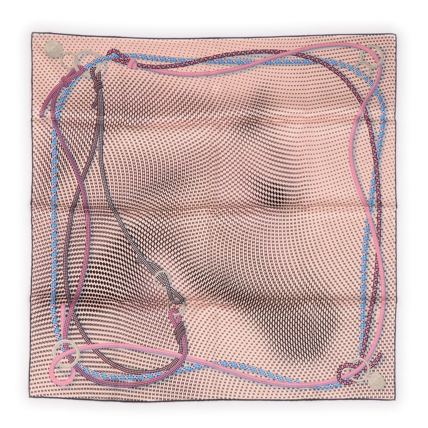 Silk Cheval Mirage Scarf 70 Rose Poudre Noir Gris