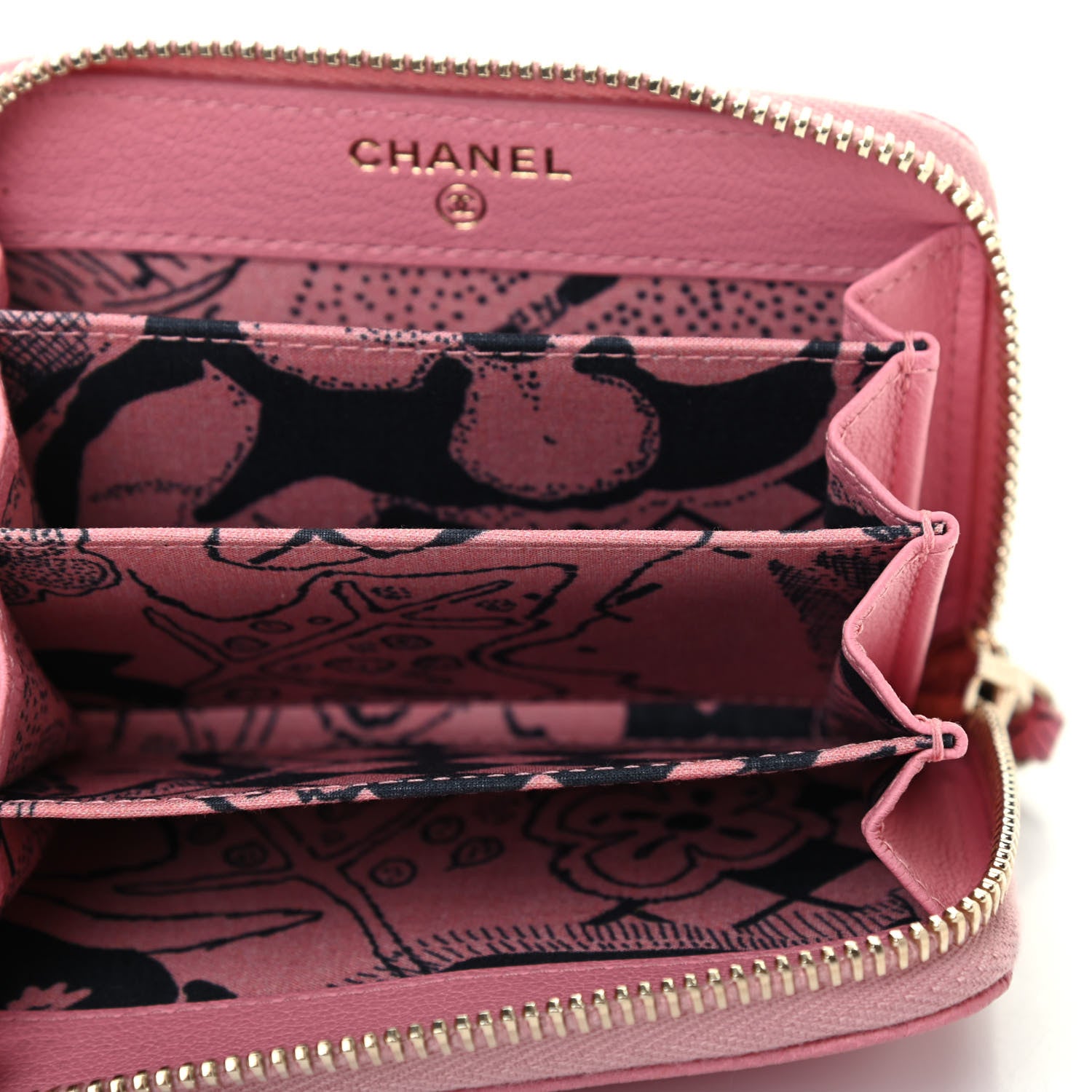 Chanel Goatskin Camellia Zip Coin Purse Pink 4 of 6