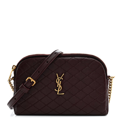 Saint Laurent Lambskin Quilted Gaby Zipped Pouch Hot Wine 1 of 11