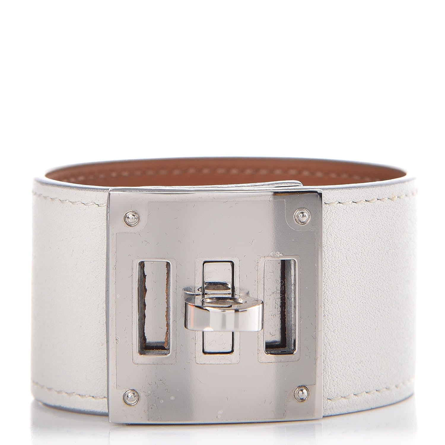 Hermes Swift Kelly Dog Bracelet T3 Blanc White 1 of 5