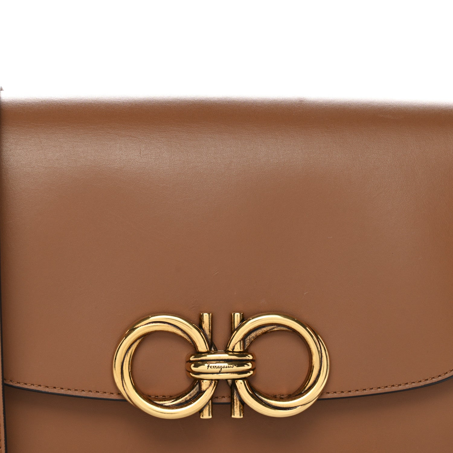 Salvatore Ferragamo Calfskin Trapezio Crossbody Brown 7 of 10