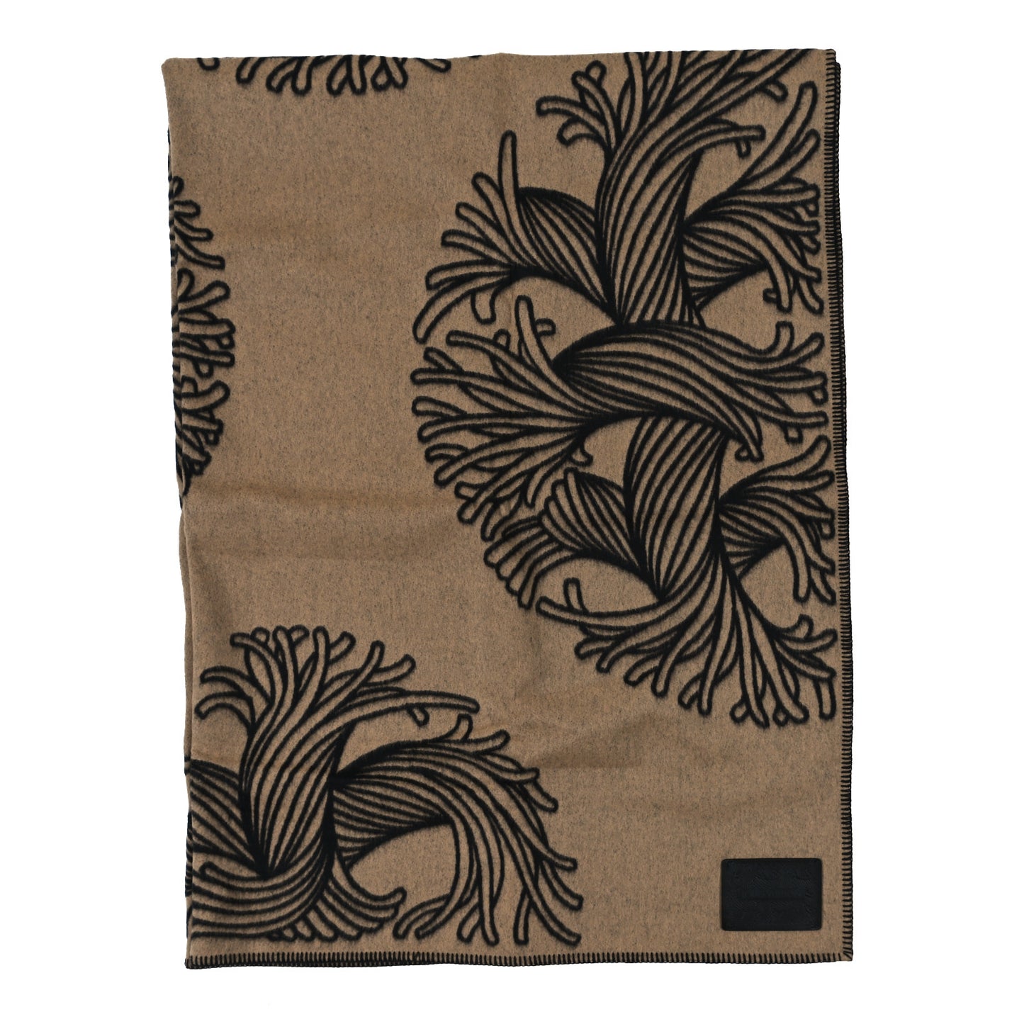 Wool Nemeth Rope Throw Blanket Black Beige