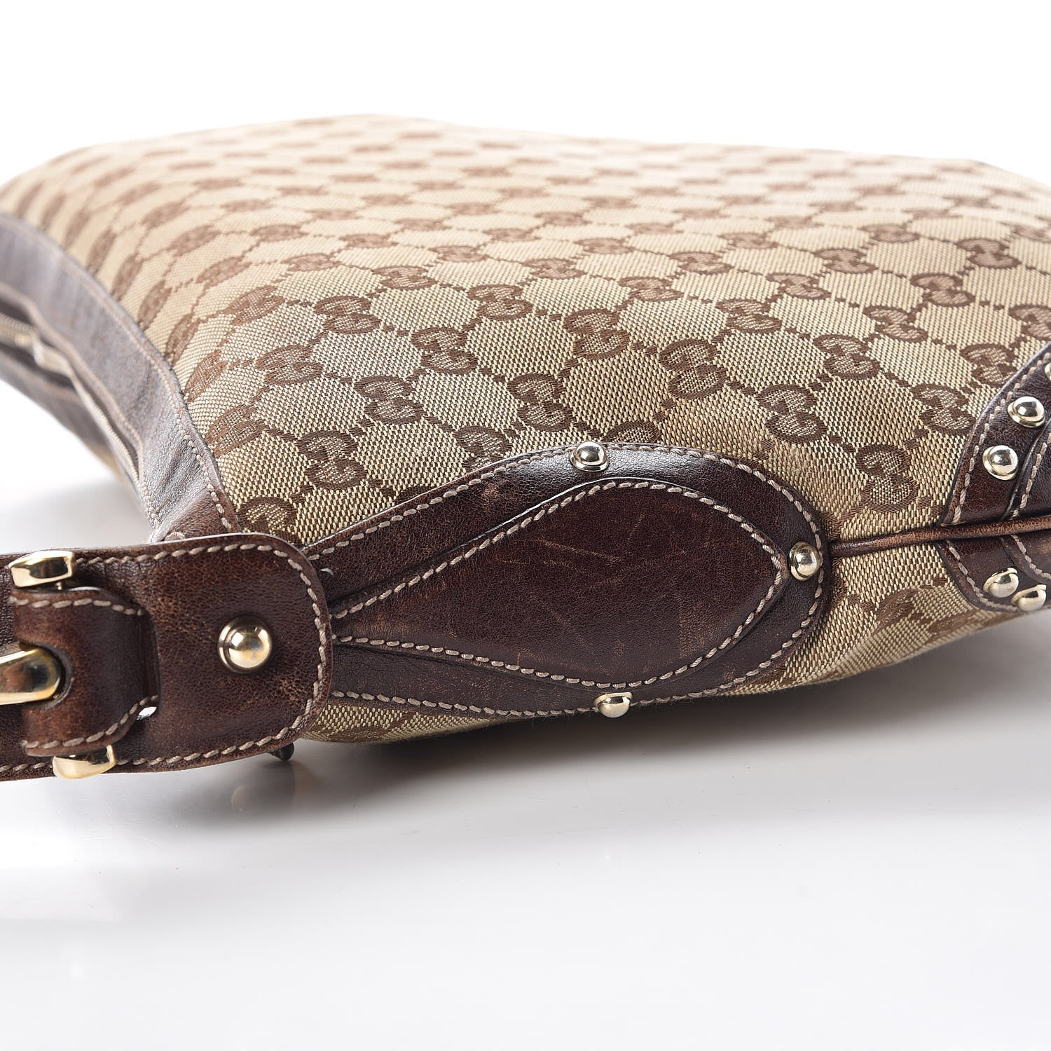 Gucci Monogram Pelham Studded Shoulder Bag Brown 16 of 19