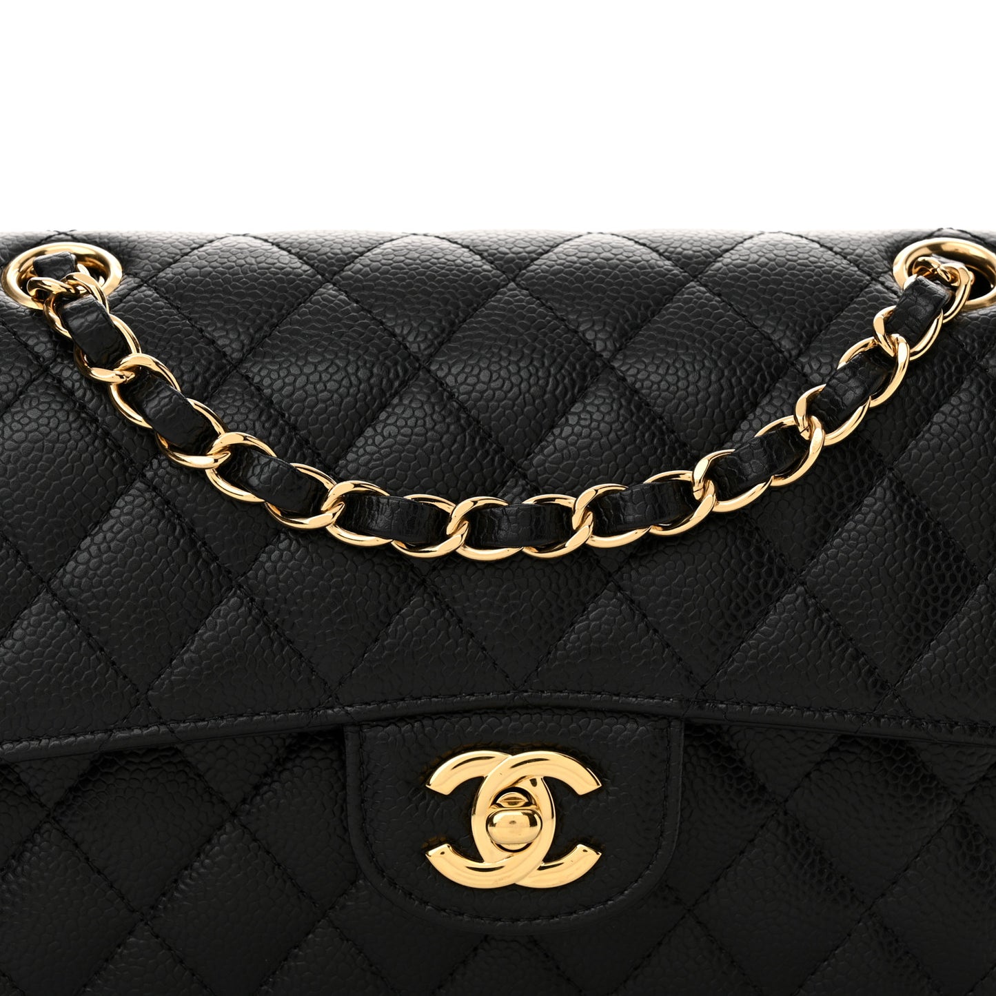 Caviar Quilted Small Double Flap Black