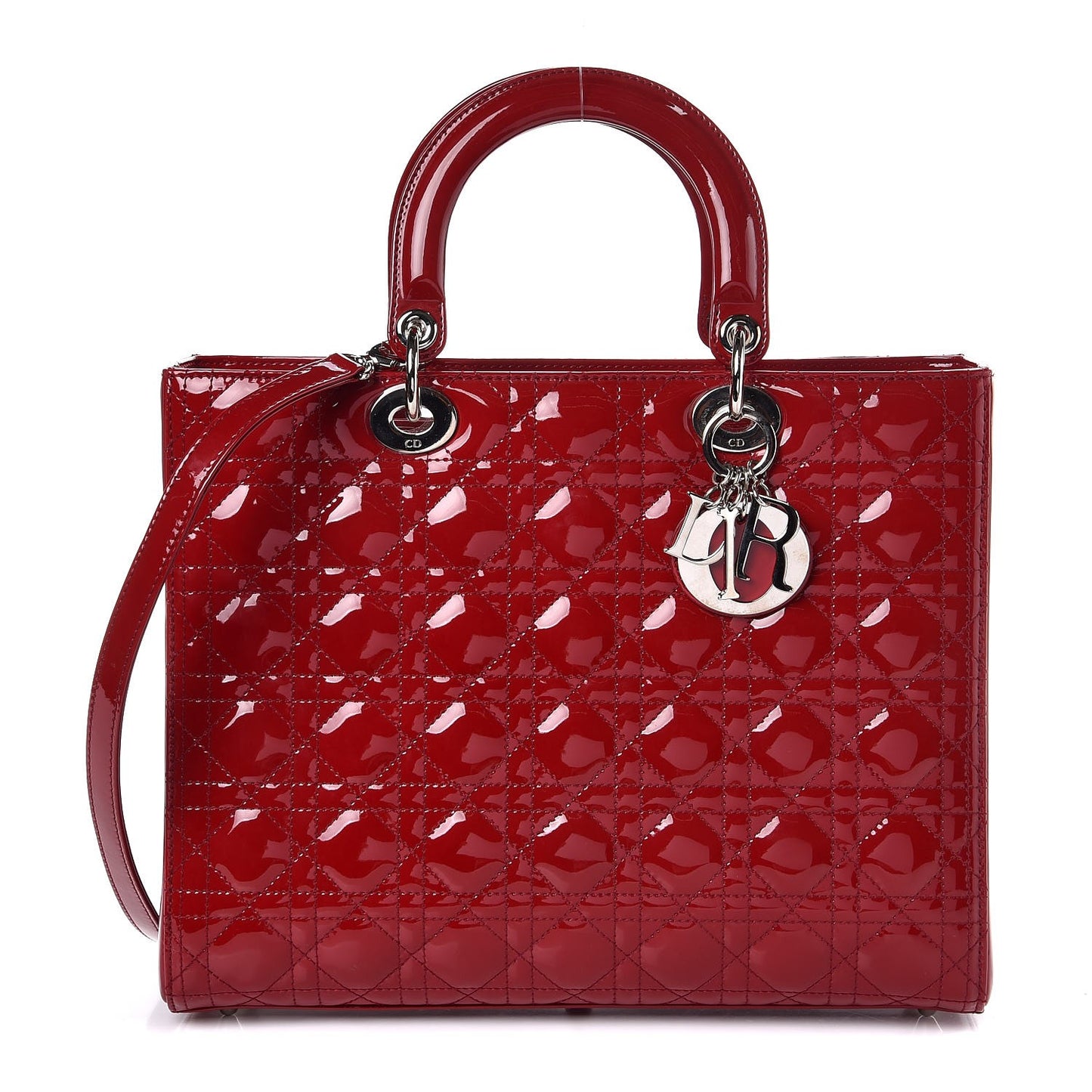 Patent Cannage Large Lady Dior Red