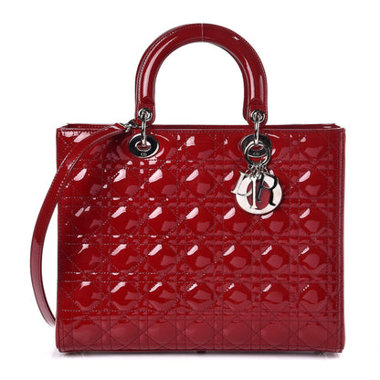 Christian Dior Patent Cannage Large Lady Dior Red 1 of 8