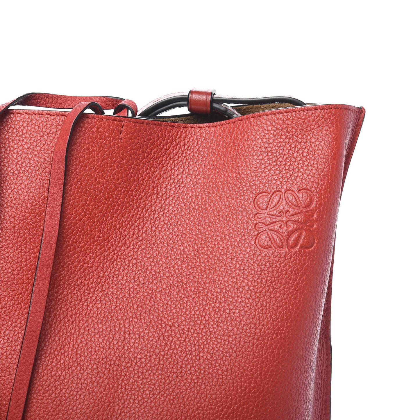 Calfskin Gate Bucket Bag Scarlet Burnt Red