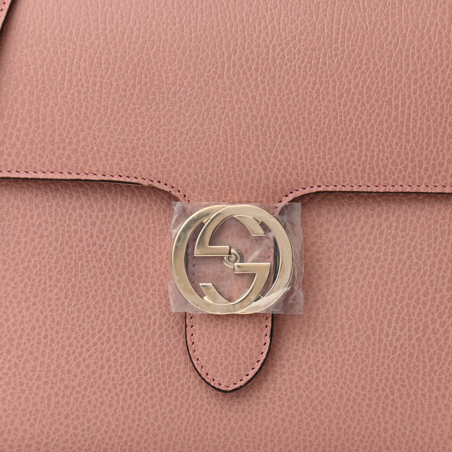 Dollar Calfskin Medium Interlocking G Top Handle Shoulder Bag Soft Pink