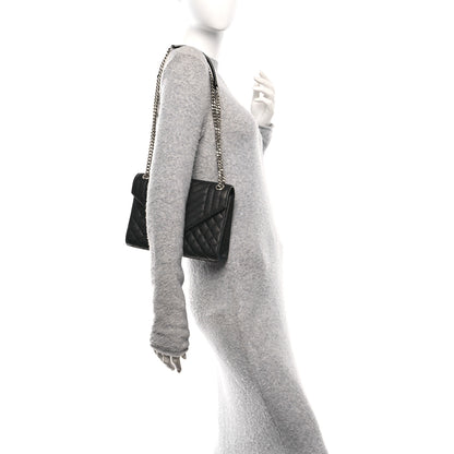 Saint Laurent Grain De Poudre Textured Mixed Matelasse Triquilt Medium Monogram Satchel Black 2 of 10