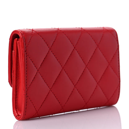 Chanel Lambskin Quilted Flap Card Holder Red 3 of 9