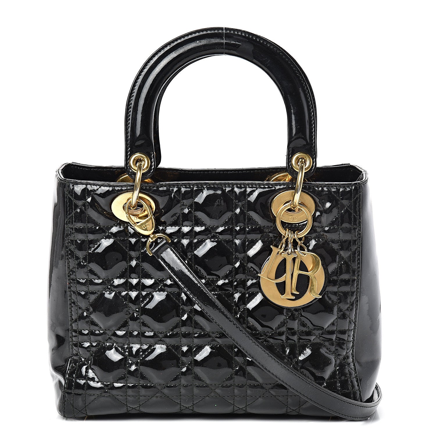 Christian Dior Patent Cannage Medium Lady Dior Black 1 of 18