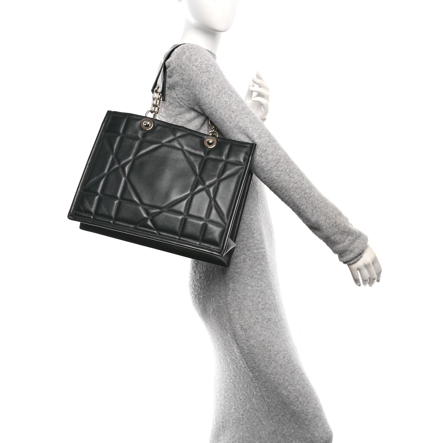 Christian Dior Calfskin Archicannage Medium Essential Tote Black 3 of 9