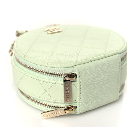 Chanel Caviar Quilted Round Handle With Care Vanity With Chain Light Green 9 of 10