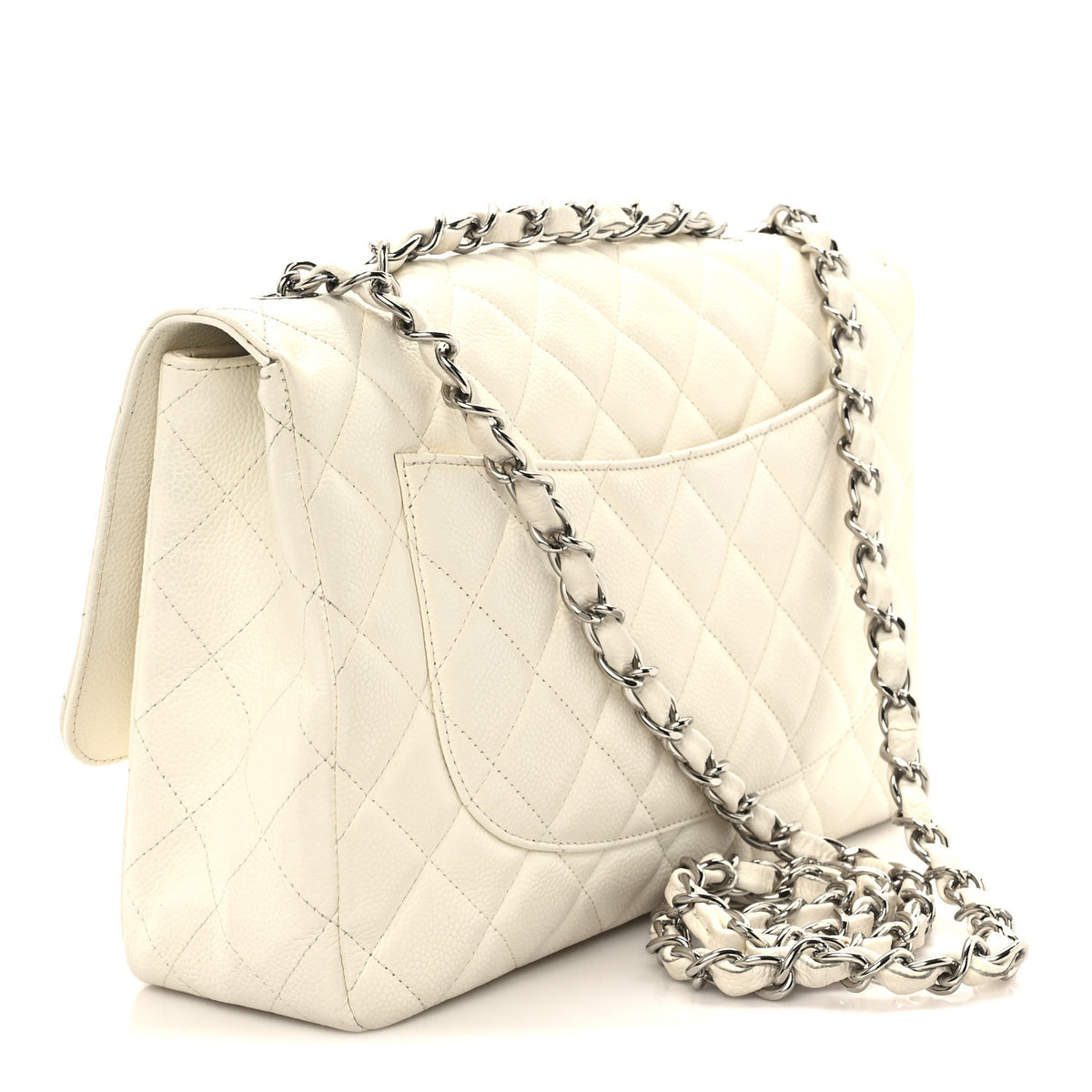 Caviar Quilted Jumbo Single Flap White