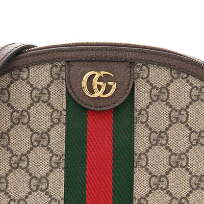 Gucci GG Supreme Monogram Textured Dollar Calfskin Web Small Ophidia Dome Shoulder Bag Beige Ebony New Acero 8 of 13