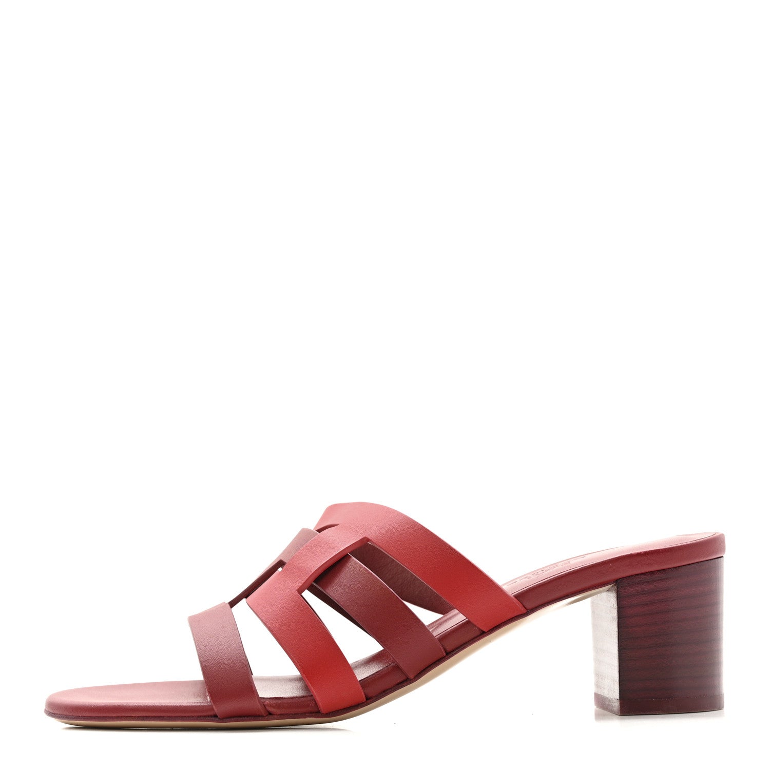 Hermes Calfskin Amica Sandals 38 Rouge Grenat Orange Solaire 1 of 9